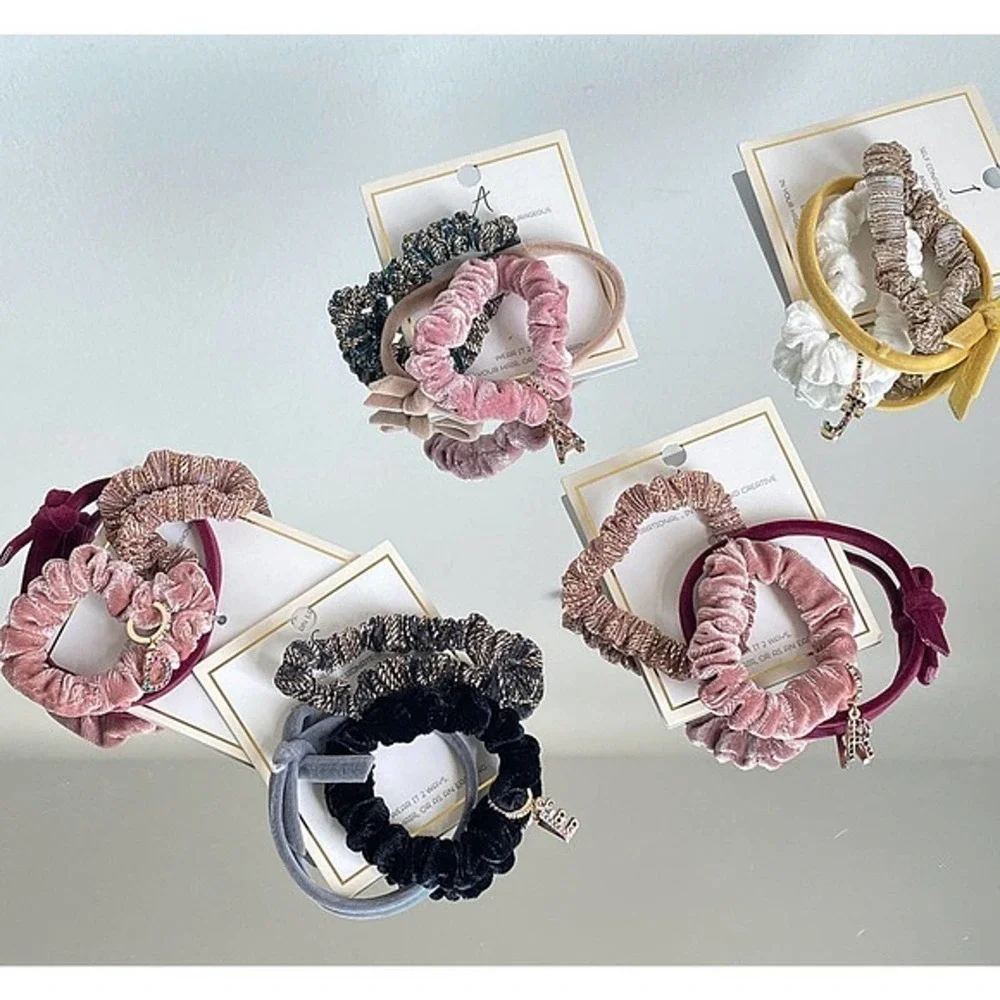 Nordstrom Initial ' R ' Bobby Pin Scrunchie Set Pearl Rhinestone